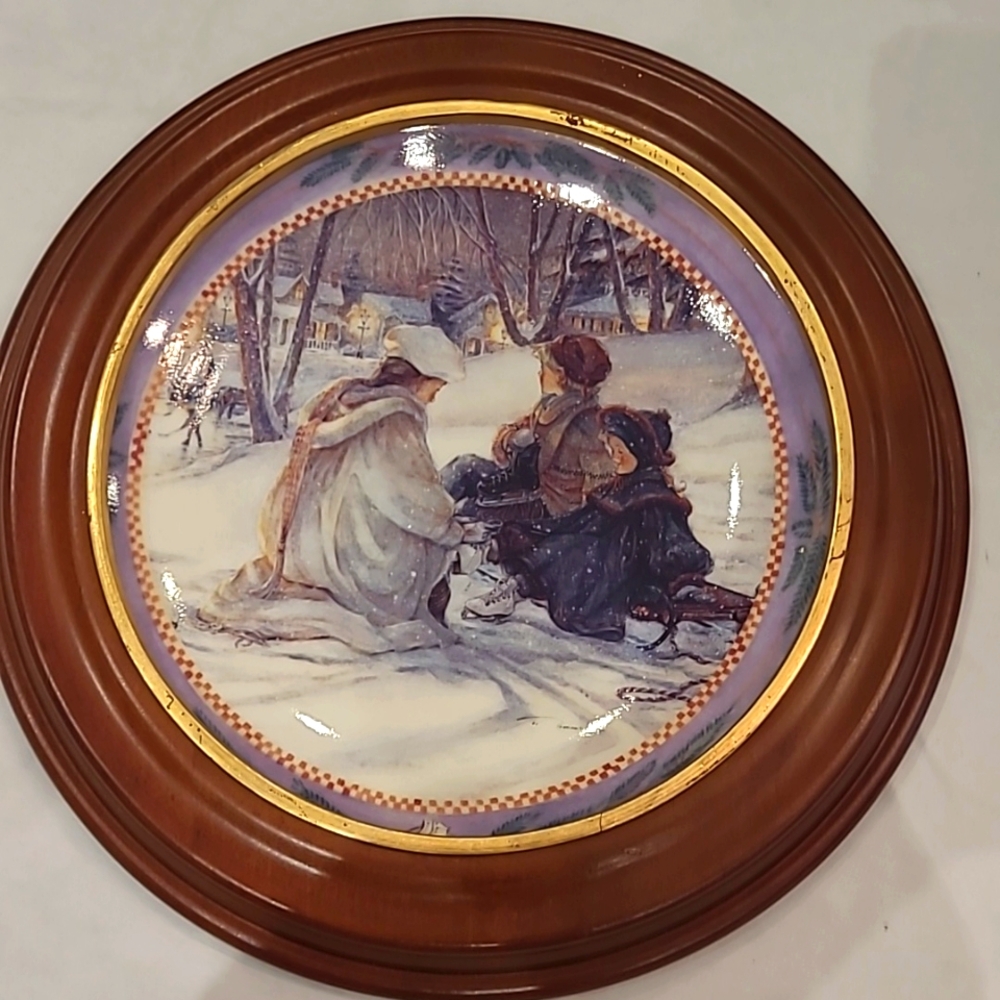 Trisha Romance Limited Edition  EVENING SKATERS Plate Framed